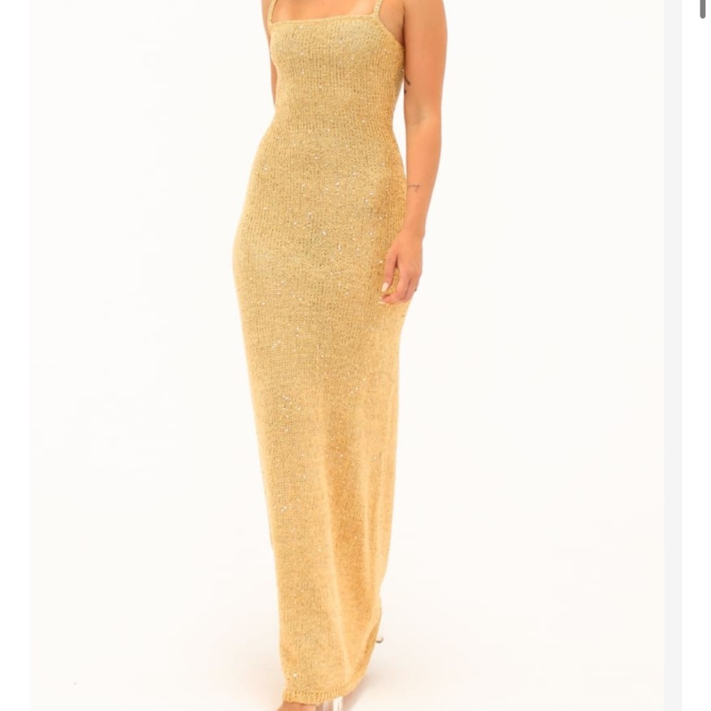 Palm Beach Maxi Dress | Gold Sequin - M